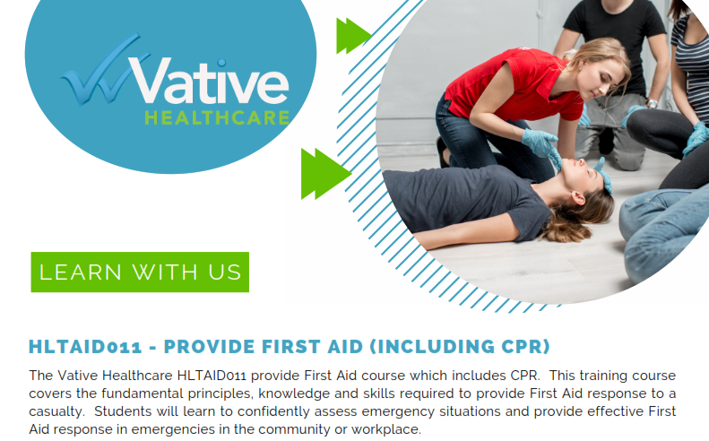 HLTAID011 – PROVIDE FIRST AID (INCLUDING CPR)